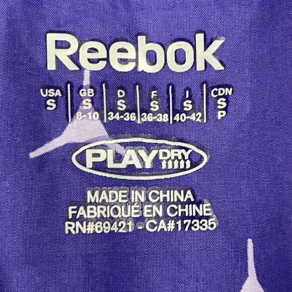 Reebok Hooded Windbreaker Jacket Women’s S Logo Allover Print Full Zip Vent Back - Picture 5 of 16